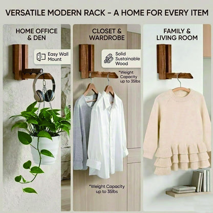 qacitxt 2 Pack Wall Mounted Drying Rack, Wooden Foldable Clothes Drying Rack for Bathroom, Laundry Room, and Closet, Space Saving Organizer
