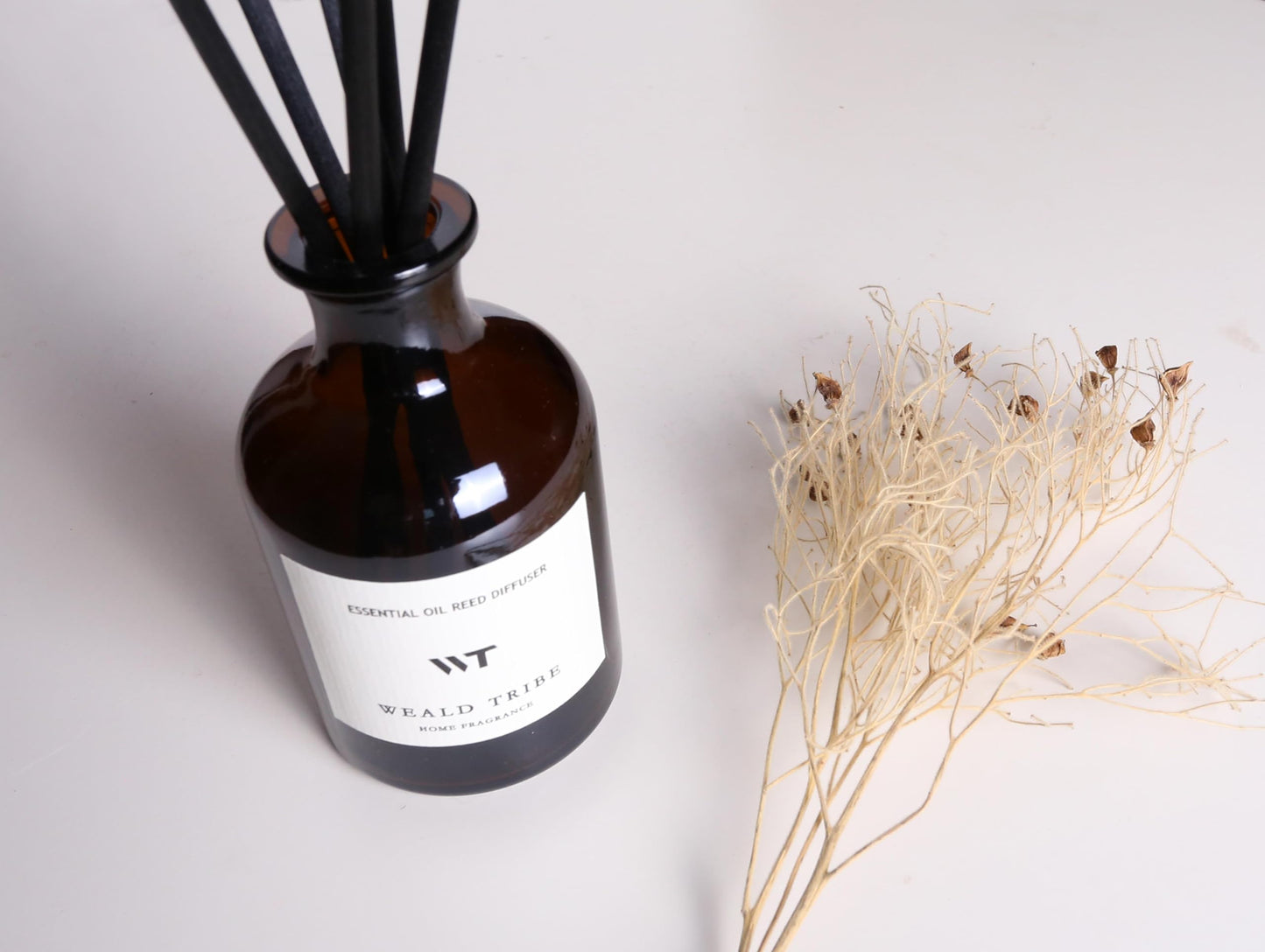 WEALD TRIBE Flower Reed Diffuser Set Vanilla Cinnamon Scent for Bathroom Air Fresheners | 4.0 fl oz Essential Oils with Sticks Home Fragrance Defusers | House Bedroom Office Shelf Decor & Gift