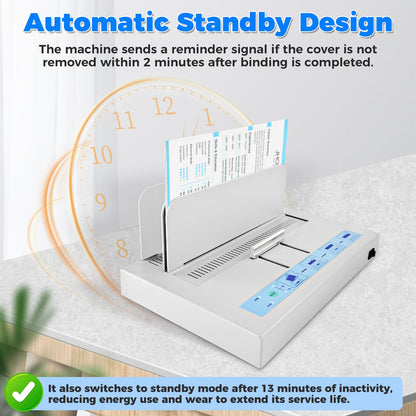 Thermal Binding Machine 500 Sheets Capacity Book Binding Material with 10 Letter Size Envelopes, A3/A4/A5 Document Heat Binder Hot Melt Machine Metal Thermal Binder Contract Document Invoice