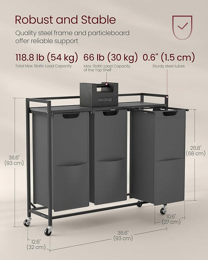 VASAGLE Laundry Sorter, 43.5 Gal. Laundry Hamper Basket