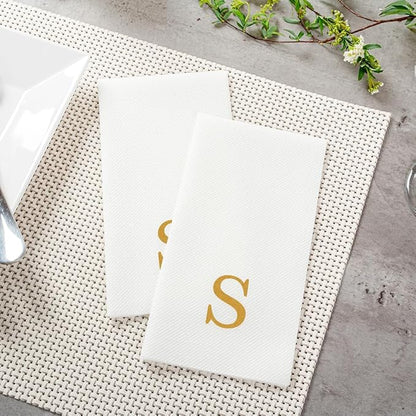 Luxenap 15.8 X 7.9 Inch Linen-Feel Guest Towels, 50 Lettered Hand Towels