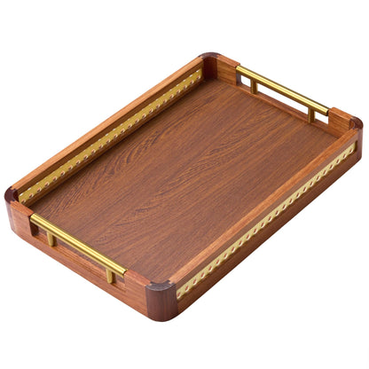 DyPinYise Acacia Wood Serving Tray with Handles, Decorative Wooden Tray for Ottoman, Coffee Table, Rectangular Tray Decor for Living Room, Bedroom, Kitchen, Breakfast in Bed