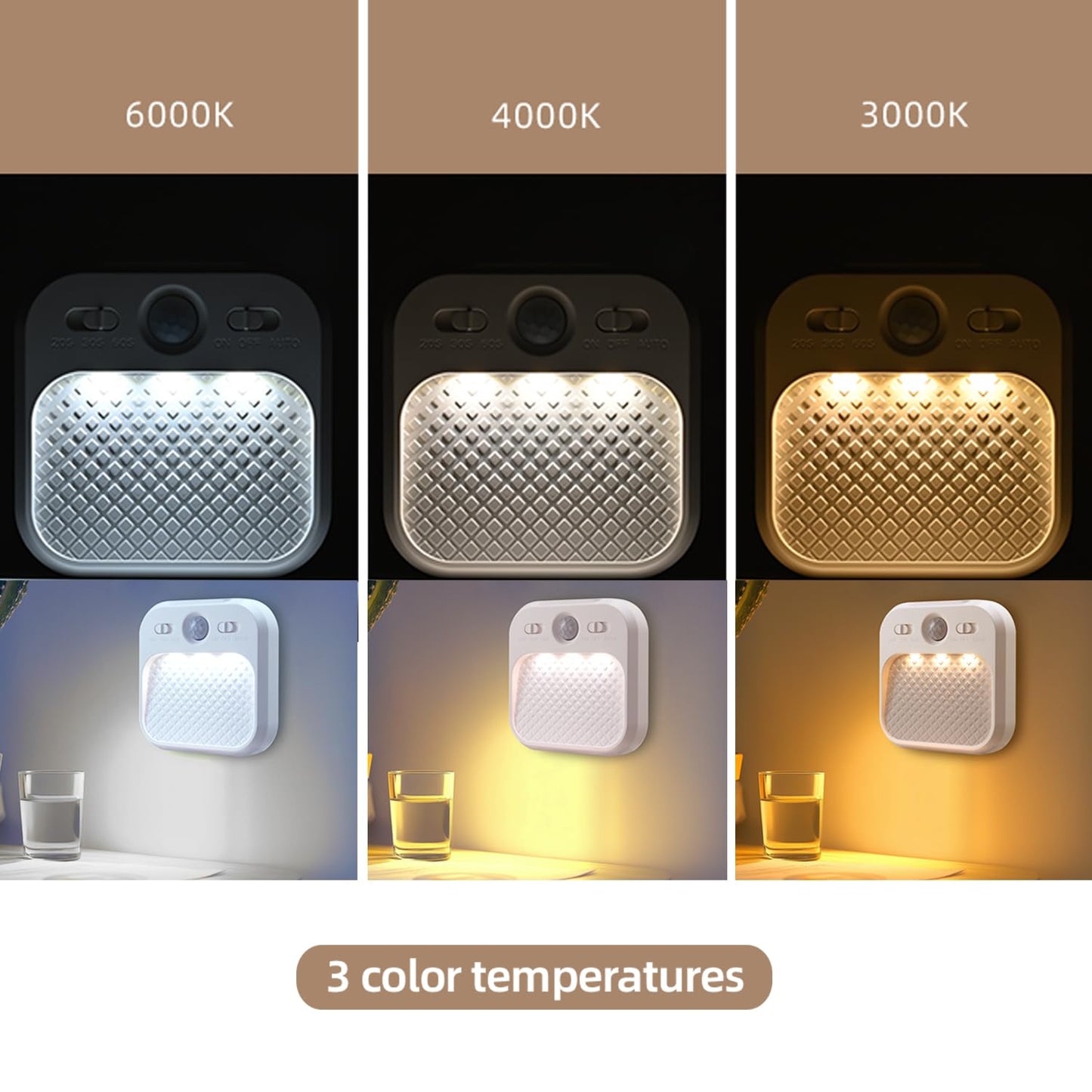 Led Night Light with Motion Detector 2 Pack, Cabinet Light Dimmable with Timer Function, Staircase Lighting 3 Color Temperature 3000/4500/6000K, Hallway Light Rechargeable 600mAh for Children's Room