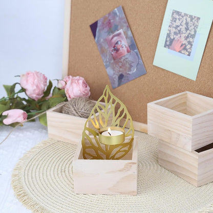 Anktily 4 Pack Unfinished Wooden Craft Storage Organiser Boxes, 3 x 3 x 1.6 inch Small Square Wood Box, Rustic Natural Wood Container Box for Home Venue Decor