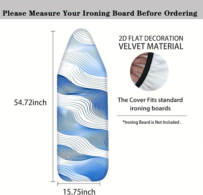 Nuxovilar Blue and White Flowing Wave Lines Ironing Board Cover, This Cover