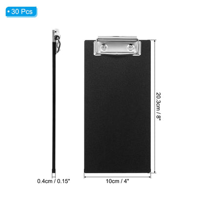 PATIKIL Check Presenters for Restaurants, 30Pcs Mini Clipboard Wood Check Holder Half Page Menu Holder for Restaurant Cafe Waitress Guest Check Server, Black