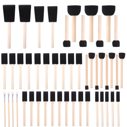 Foam Paint Brushes (48 Pack) 10 Sizes - Paint Sponge - Premium Foam Brushes - Lightweight & Durable - Sponge Paint Brush Assortment Ideal for Painting, Crafting, Acrylics, Stains, Varnishes (Black)