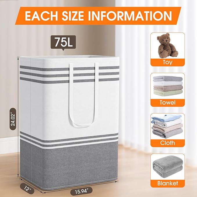 4 Pack Large Laundry Baskets, Laundry Hampers, Freestanding Waterproof