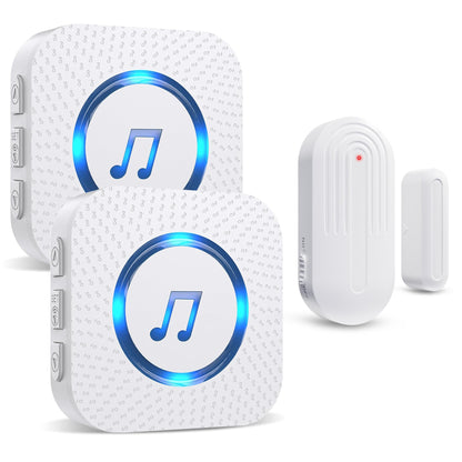 SanJie Door Chime, Door Open Contact Sensor Alarm with 500 FT Range,26 Chimes 5 Adjustable Volume for Business/Store/Home/Office When Entering 2 Receivers +1 Sensors