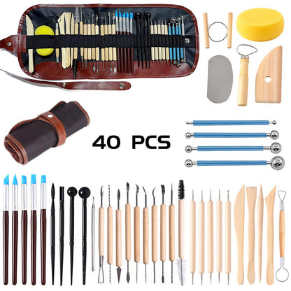 ReArt Natural Air-Dry Clay, Pottery Clay10LBs with 40 Pcs Pottery Tools Clay Sculpting Tool Set, All-Purpose Modeling Clay (White)