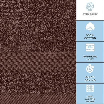 White Classic Luxury Cotton Washcloths 13x13 Inch