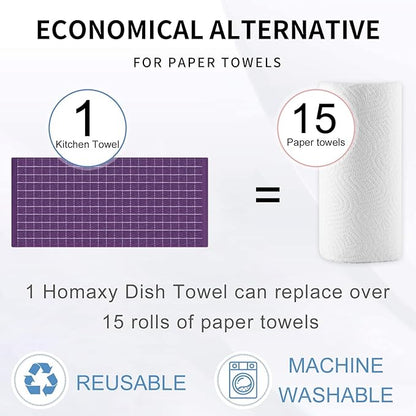 Homaxy 100% Cotton Terry Kitchen Towels, Checkered Designed, Soft and Super