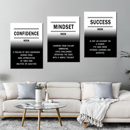 Extra Large 3 Piece Canvas Wall Art Motivational Quotes Decor Confidence Mindset Success Framed Artwork for Conference Room Executive Office Living Room Men Women Teen Gift, 60" W x 28" H