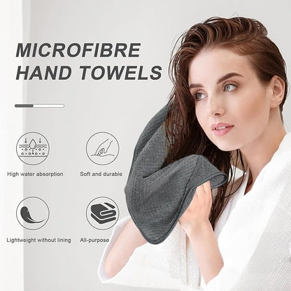 KinHwa Microfiber Hand Towels for Bathroom Soft and Absorbent Face Towels Grey