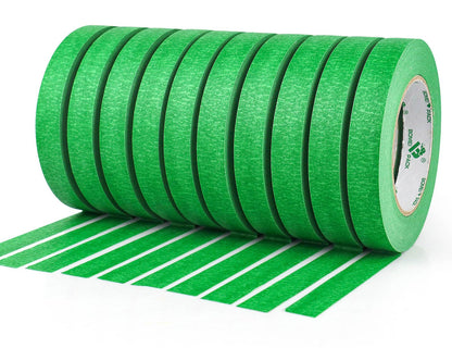 BOMEI PACK 10Rolls Green Painters Tape, General Purpose Green Masking Tape 0.75inch x 55yds, for Painting,Labeling,DIY Crafting,Decoration and School Projects, Total 550yds