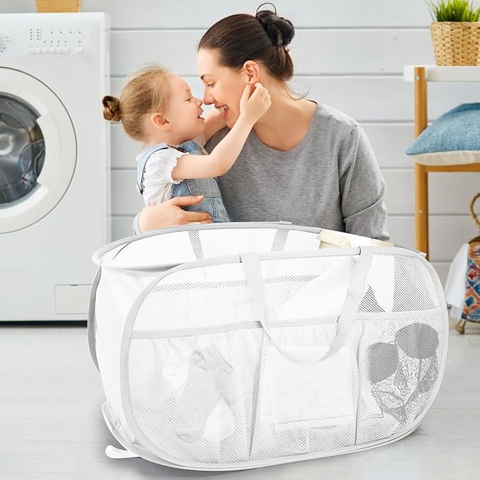 2 Pack Collapsible Laundry Baskets, Upgrade Pop Up Laundry Hamper