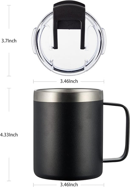 12oz Insulated Coffee Mug Cup with Handle, Stainless Steel Travel Coffee Mug with Flip Lid, Double Wall Vacuum Coffee Tumbler,Sky Blue