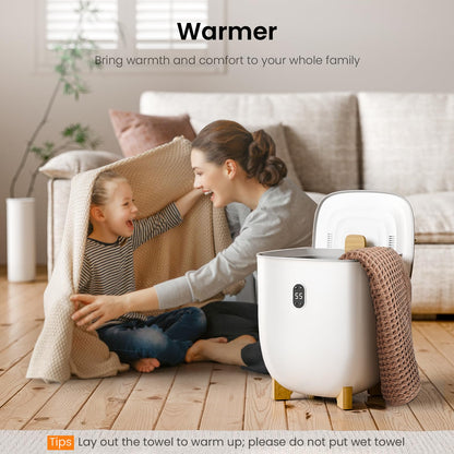 25L Towel Warmer,Large Towel Warmers for Bathroom,Hot Towel Warmers Bucket with 2 Heating Modes,Auto Shut-Off,LCD Screen,Fits 2 Blankets,Bathrobes,White