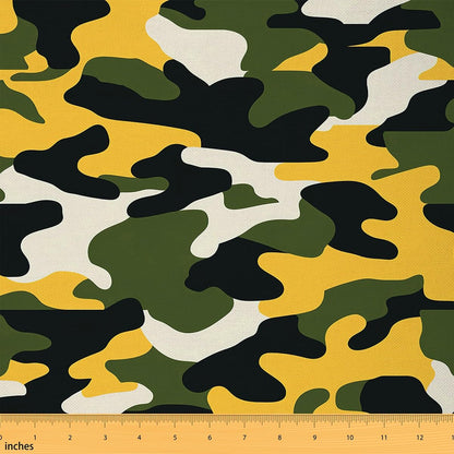 Green Yellow Camouflage Fabric by The Yard Army Soldier Lovers DIY Sewing Craft Hobby Fabric by The Yard Irregular Pattern Decorative Fabric Soft Flannel Polyester No Stretch,1 Yard