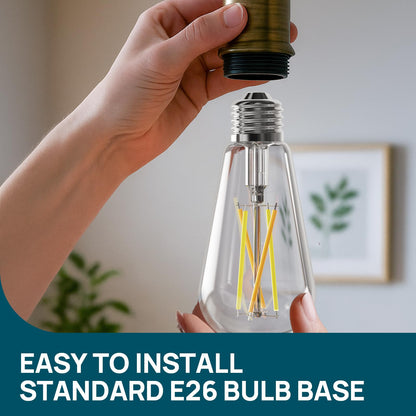 Linkind E26 Smart Edison Bulbs, 2700K-6500K Tunable WiFi Edison Bulbs with Remote Control, 8W 60W Equivalent Dimmable ST19 (ST58) Vintage Light Bulbs 800lm, Compatible with Alexa & Google Home, 4-Pack