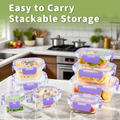 HOMBERKING 8 Pack Glass Food Storage Containers
