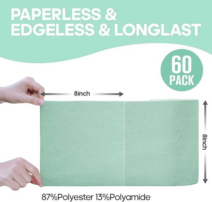 Fantasticlean Microfiber Cleaning Cloth Roll -60 Pack, Tear Away Paperless
