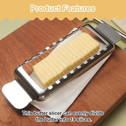 Butter Slicer Cutter for Block Cheese, 304 Stainless Steel Butter Slicers, Multipurpose Handheld Cutter for Block Cheese, Soft Fruits, Eggs, Dishwasher Safe Kitchen Tool