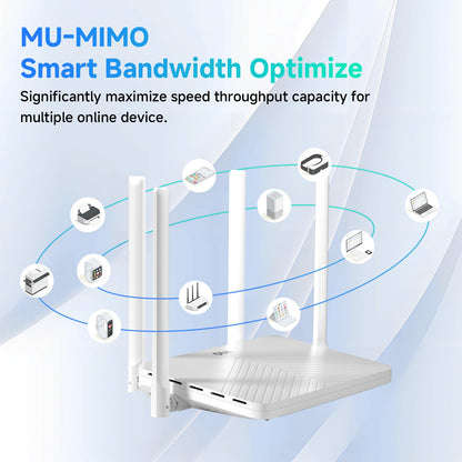 DBIT AC1200 Dual Band Mesh WiFi Router Long Range Wireless Internet Router with 4 x High-Power FEMs, 4 x 10/100/1000 Mbps Gigabit Ports, WPA3 Security, Parental Controls, Guest Network (T18-21K Pro)