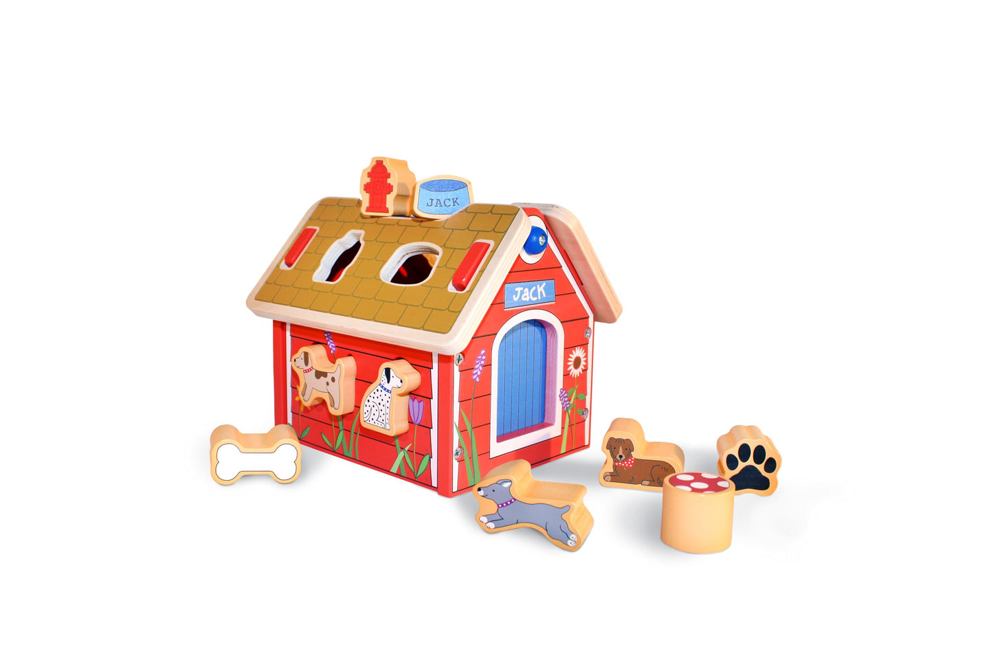 Jack Rabbit Creations Wooden Dog House Shape Sorter – 10 Dog Shapes, Montessori Sorting & Matching – FSC Wood, Non-Toxic – Fine Motor Toy, Birthday Gift, Ages 18+ Months