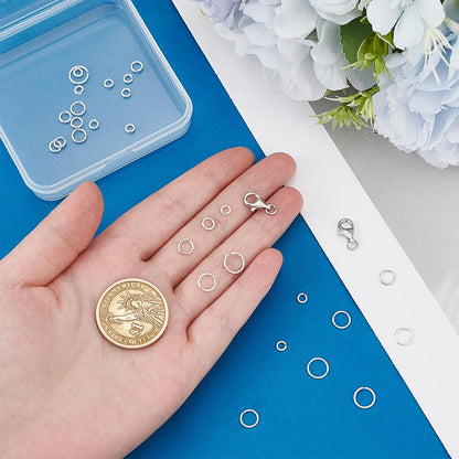 PH PandaHall 30pcs 925 Sterling Silver Jewelry Clasps Kit, Jump Rings Lobster Clasps Kit 4/5/6/7/8mm Open Jump Rings Jewelry Findings Kit for DIY Crafts Jewelry Bracelets Necklaces Making Repair