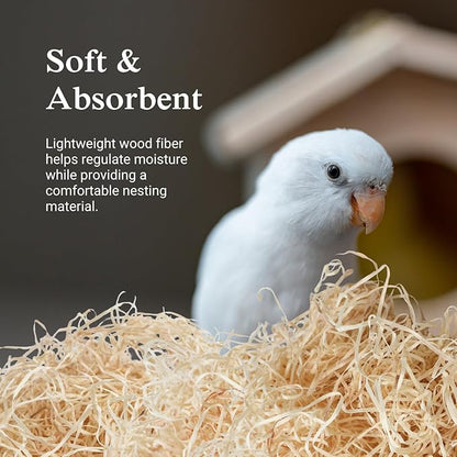The Habitat Life - Natural Ribbon Cut Excelsior - for Birds, Hamsters, Gerbils, Rats & Other Small Mammals - Soft & Absorbent - Wood Fiber - Dye-Free & Safe - Small - 1 Pack