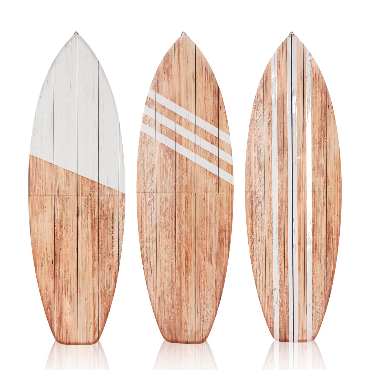 3 Pcs Surfboard Wall Decor, Large 32" x 10" Wooden Coastal Beach Wall Art, Surfboard Wall Hanging Decor for Bedroom Living Room, Nautical Summer Beach House Aesthetic Wall Decor, Ready to Hang Gift for Beach Lovers