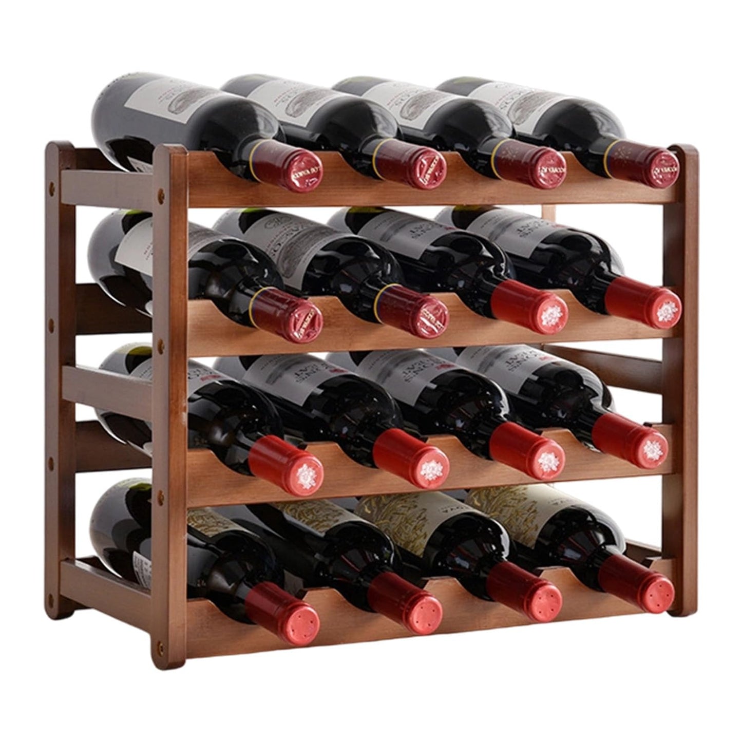 Wine Rack Countertop, 16 Bottle Wine Racks for Wine Bottles Storage Display, 4 Tier Wooden Wine Rack Free Standing Floor Wine Racks Countertop Wine Holder Bottle Rack Wine Storage Cabinet Shelf