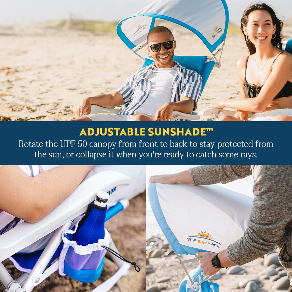 GCI Outdoor Waterside SunShade Backpack Beach Chair with Canopy Shade