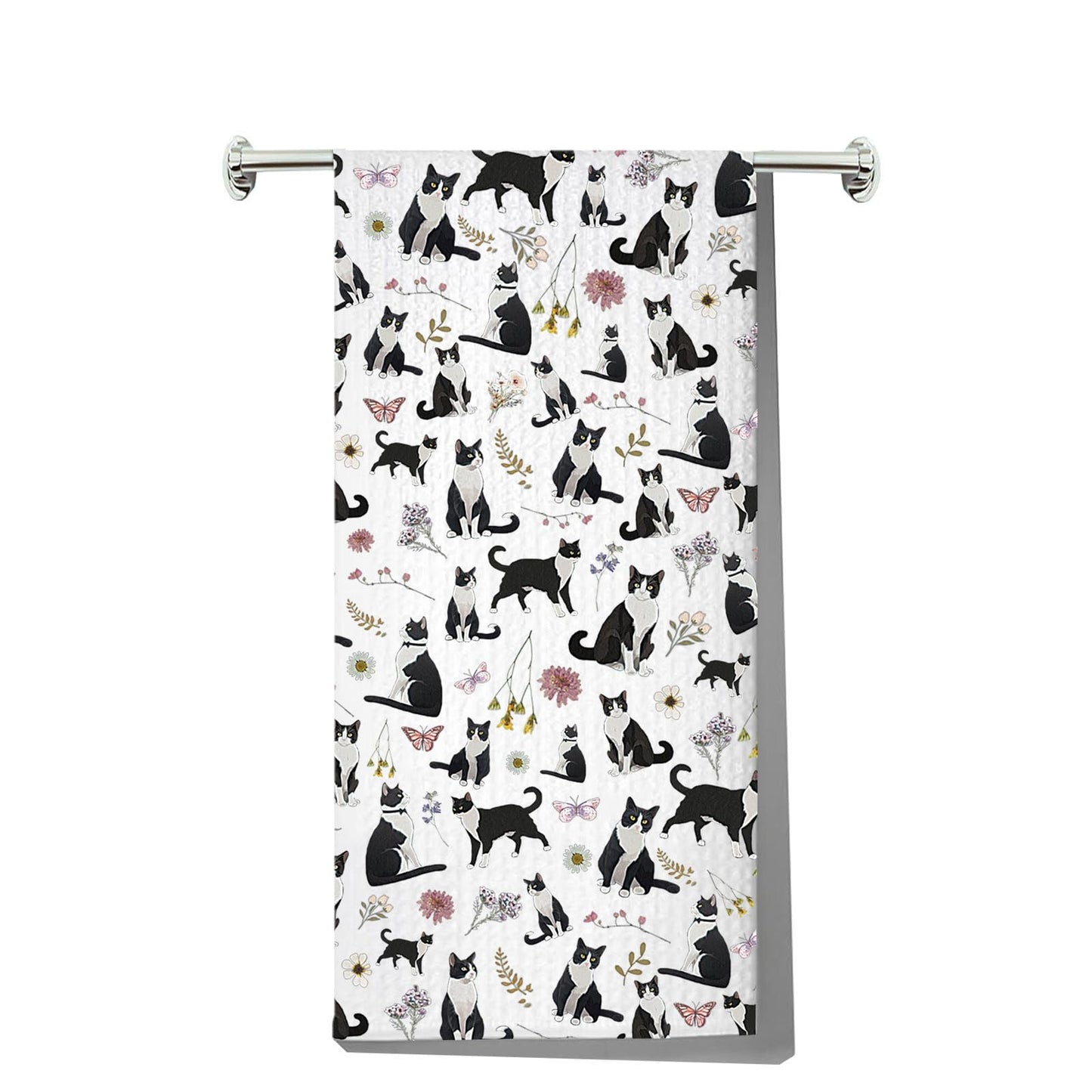 G2TUP Tuxedo Cat Kitchen Towels Tuxedo Cat Gift Tuxedo Cat Dish Towel Tuxedo Cat Owner Gifts Black and White Cat Towel (Tuxedo Cat kt)