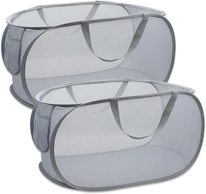 Pop Up Laundry Hamper, Collapsible Horizontal Baskets