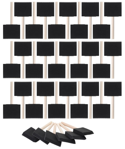 Bates- Foam Paint Brushes, 3-Inch, 36 Pack, Wooden Handle, Sponge Brushes for Painting, Staining, Varnishes, Gluing and DIY Craft Projects on Wood, Metal & More