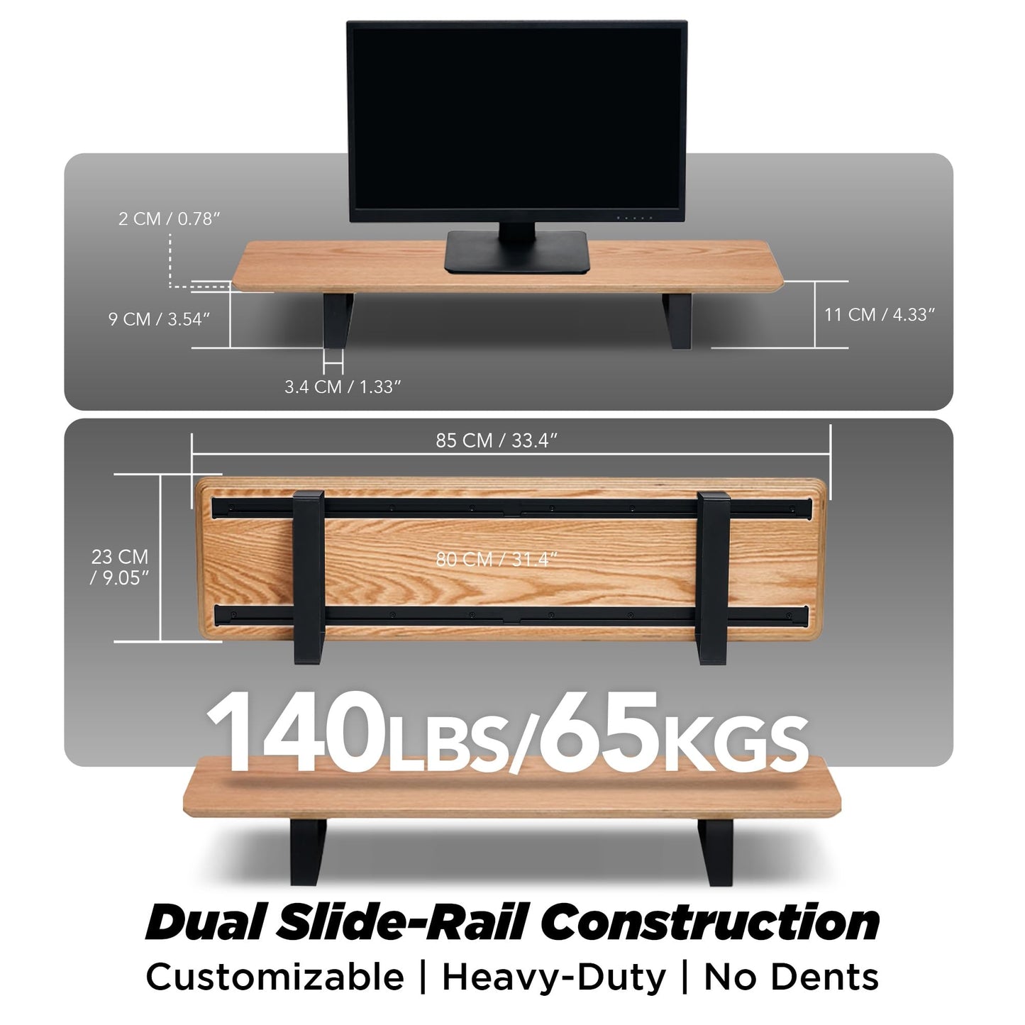 ULTRARM Moodular Wooden Monitor Stand Oak with Add-on Accessories Storage Drawer, Tablet Stand, Phone Stand, Cable Organizer