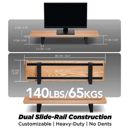 ULTRARM Moodular Wooden Monitor Stand Oak with Add-on Accessories Storage Drawer, Tablet Stand, Phone Stand, Cable Organizer