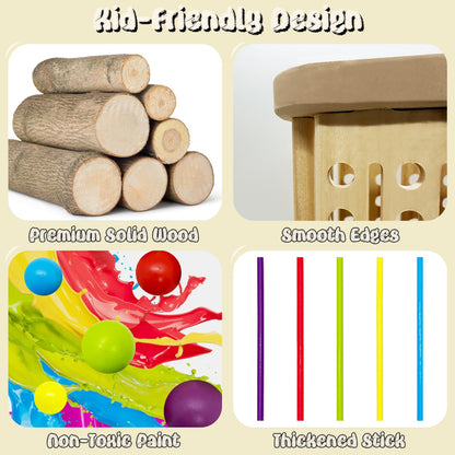 twivah 4-in-1 Board Game for Kids, Wooden Sorting & Stacking|Pick-up Sticks|Counting|Ball Drop Tower, Family Games for Kid and Adult, Montessori STEM Learning Toy for 3 4 5 6 7 8 Year Old Boy Girl