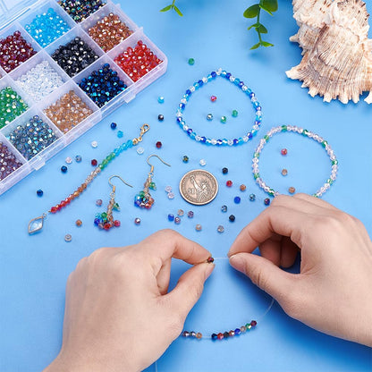 PH PandaHall 1680 pcs 24 Colors Crystal Beads, 4mm Electroplate Glass Beads AB Color Faceted Beads Bicone Beads Faceted Crystal Beads Loose Spacer Beads for Bracelets Necklaces Crafts Jewelry Making