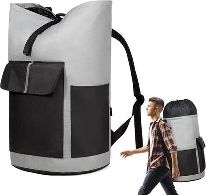 BeeGreen Grey-Black-Laundry-Bag-Backpack-Extra-Large-Heavy-Duty, 125L Portable