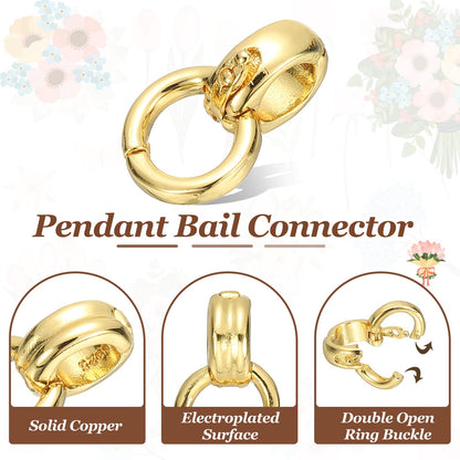 PATIKIL 2 Pcs Bails for Jewelry Making, 14.5mm Pendant Bail Connector Double Bail Clasps for Bracelet Necklace Pendants Dangle Charm DIY Craft, Gold