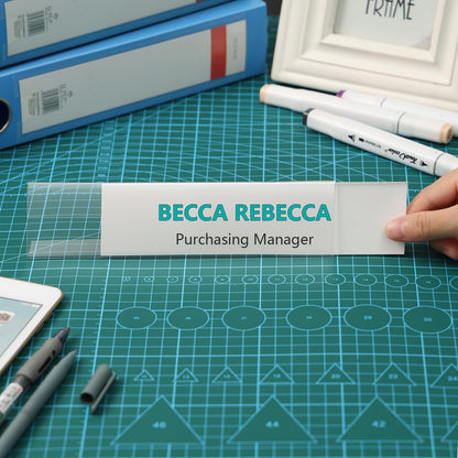 24 Pcs Acrylic Name Plates for Desk 2 X 8 Inches Name Tents for Classroom License Label Holder for Back to School Classroom Office Conference Business Meeting Table Display (24)