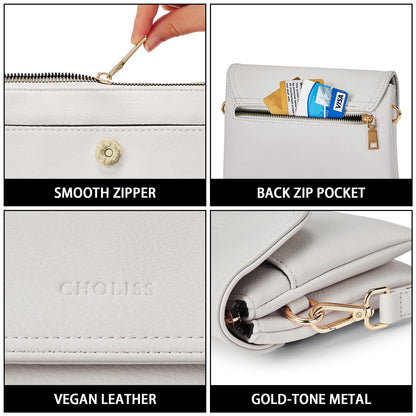 CHOLISS Small Crossbody Bags for Women, Vegan Leather Cell Phone Purse, Mini Travel Purse with Adjustable Strap
