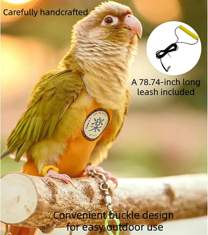 MANON ROSA Bird Diapers Leash Set Washable Reusable Handmade Flight Suit Waterproof Inner Layer - Protective Parrot Nappy Clothes Parakeets Macaws Budgies Canaries (Orange2,Caique)