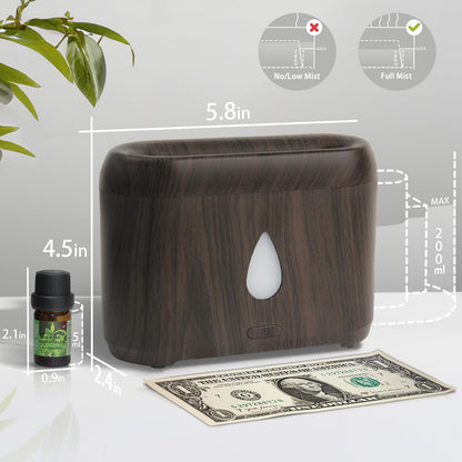 Flame Diffuser for Essential Oils, 200ml Ultrasonic Aroma Diffusers with Cool Mist, Aromatherapy Diffuser with Auto-Off Protection, Small Humidifier for Home,Office,Bedroom,Gift (Black)