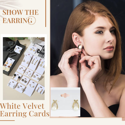 Tondiamo 200 Pcs White Velvet Plastic Earring Display Cards for Vendors 2'' x 2'' and 2'' x 4'' for Selling Earring Display Cards Holder Bulk for Ear Studs Jewelry Accessories