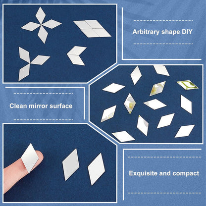 OLYCRAFT 500Pcs Rhombus Mirrors Mosaic Tiles 1.1x0.6 Inch Self-Adhesive Mosaic Tiles Rhombus Acrylic Mirror Tile Acrylic Tile with Mirrors Effect for DIY Crafts Art Wall Home Decorations