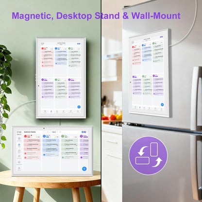 HOOCEN 15.6 Inch Smart Digital Calendar with FREE APP for Fridge & Wall Touch Screen, Magnetic Refrigerator Mount, Electronic Planner for Office Desk, Auto Sync Schedules, Family Chore Chart, White